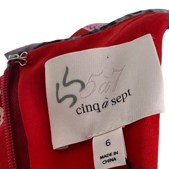 Cinq a Sept Smyth Venetian Red Floral High Slit Midi Dress Size 6 New with Tags - Picture 10 of 13
